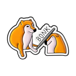 Épingle en émail Shiba Inu Bonk mignonne avec design de mème chiot pour sacs et vêtements