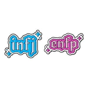 Cute MBTI personality badges set with colorful INFJ and ENFP enamel metal pins