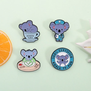 Cute Cartoon Koala Enamel Pin Alloy Brooch Funny Medical Doctor Tea Cup Badge For Clothing Backpack Accessories Jewelry