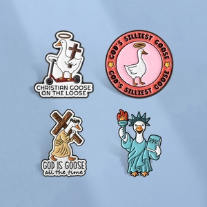 Funny Animal Enamel Pin Set Zinc Alloy Cartoon Goose Brooches For Backpack Clothing Jewelry Gift For Friends Women Men