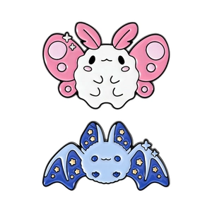 Cute cartoon bat and butterfly enamel pins set for clothing and bag decoration