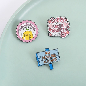 Funny Social Anxiety Survivor yellow duck enamel pins set for bags and clothes decoration