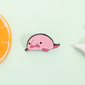 Cute Cartoon Pink Blobfish Enamel Brooch Pin Alloy Funny Animal Badge For Backpack Clothing Decor Unisex Jewelry Gift