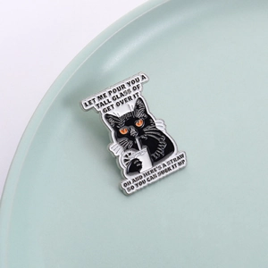 Lustige schwarze Katze Emaille-Pin mit sarkastischem Spruch für Gothic-Kleidung