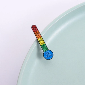 Creative thermometer enamel pin with colorful mood temperature bars for jackets