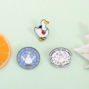 Funny White Duck Enamel Pins Alloy Strawberry Duck Badge You're Ducking Awesome Cartoon Lapel Pin For Women Teens Jewelry