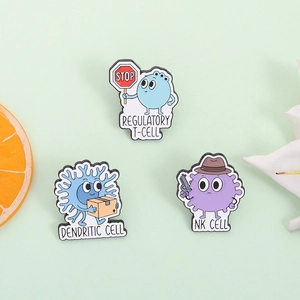 Kreative Cartoon Immunzellen Emaille Pins Regulatorische T-Zelle Dendritische Zelle NK-Zelle Medizinische Wissenschaft Brosche Für Ärzte Krankenschwestern Studenten