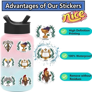 Wasserdichte griechische Mythologie Aufkleber mit Circe und Athena auf einer Trinkflasche