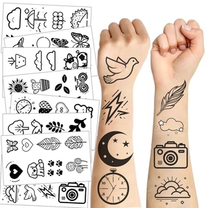 Minimalista Linea Nera Impermeabile Adesivi per Tatuaggi Temporanei Cartone Animato DIY Body Art Per Bambini Ragazzi Ragazze Festa