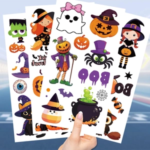 Lot de tatouages temporaires d'Halloween pour enfants avec motifs fantômes et citrouilles