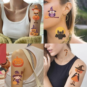 Détails de tatouages temporaires d'Halloween pour enfants avec citrouilles