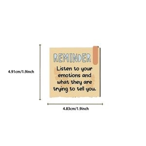 Broche carrée en émail avec design de post-it et citation de motivation 4,9cm