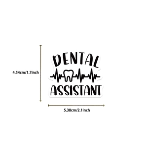 Waterproof dental assistant sticker with tooth illustration and heartbeat line detail