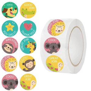 Cartoon Animal Reward Stickers For Kids Motivational Good Job Stickers For School Classroom Teacher DIY Decor Washi Paper