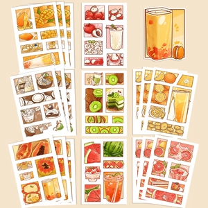 Detailansicht wasserfester Cartoon-Obst-Aufkleber für DIY-Scrapbooking und Kunsthandwerk