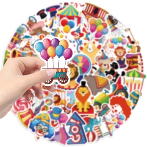 50pcs waterproof circus carnival graffiti stickers for guitar laptop and luggage