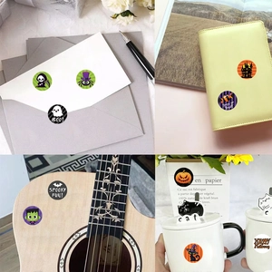 500pcs Halloween cartoon stickers roll for DIY gift sealing and envelope decoration