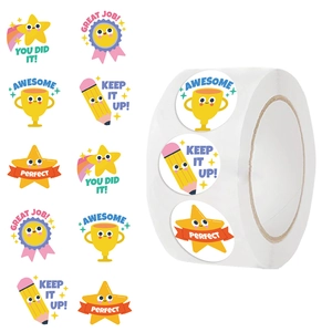 500pcs colorful star reward stickers roll with encouraging words for kids and students