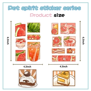 Detailansicht der 6,3x4,3 Zoll großen Cartoon-Sommer-Dessert-Sticker mit Maßen