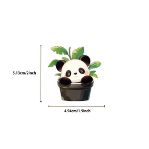Detailed dimension view of cute panda plant sticker measuring 5.13 cm by 4.94 cm