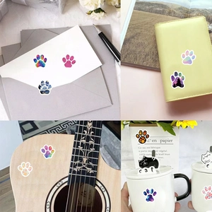 Waterproof cartoon paw print stickers set used on envelopes, notebooks and ceramic cups