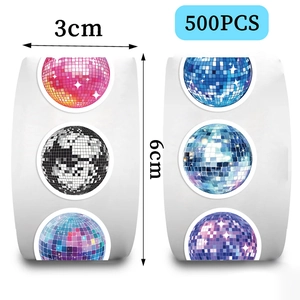 500pcs colorful disco ball cartoon round stickers roll for DIY scrapbooking and crafts