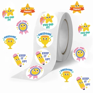 Cartoon Star Trophy Educational Encouragement Reward Stickers For Kids Teachers Classroom School Supplies DIY Envelope Seals Decorative Stationery Roll
