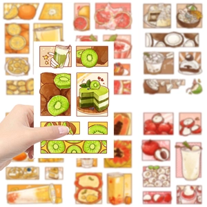 Cartoon Sommer Frucht Dessert Collage Aufkleber für DIY Handwerk und Deko wasserdicht