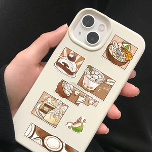 Detailansicht der iPhone Hülle mit süßen Sommer-Dessert- und Kokosnuss-Stickern