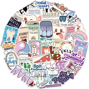 Set of 50 cartoon dental graffiti stickers for laptop and guitar decoration