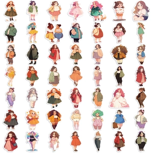 Set of 50 cute plus-size girl cartoon stickers for DIY laptop and guitar decoration