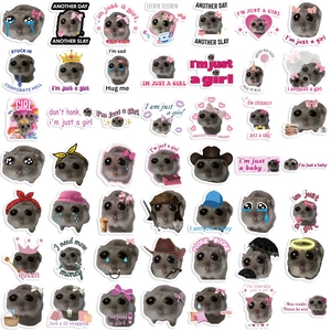 56Pcs Sad Hamster meme stickers for laptop and guitar with waterproof DIY design