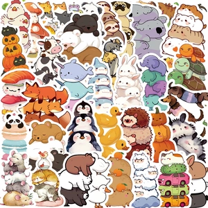 Stacking Animal Stickers Cute Cartoon Waterproof PVC Decals For Laptop Guitar Luggage DIY Scrapbooking Doodle Stamping Supplies