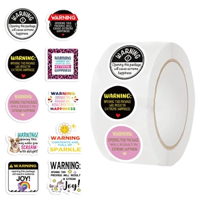 Creative Cartoon Warning Sealing Labels Roll For Parcel Gift Box Envelope Decoration Scrapbooking Supplies Stickers Multi Pattern