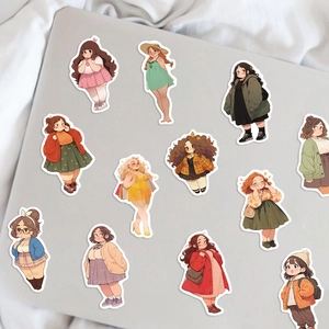 50pcs cute chubby girl doodle stickers for laptop and guitar waterproof vinyl decals