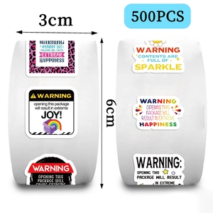 500pcs roll of creative cartoon warning stickers with leopard and floral patterns