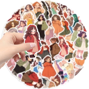 50 pieces of cute chubby girl graffiti stickers for laptop and DIY waterproof decoration