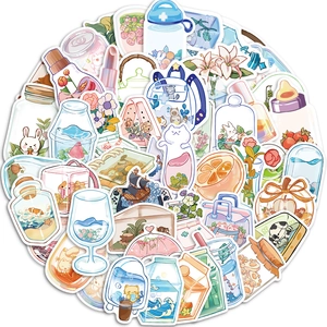 50 pieces of waterproof cartoon INS style bottle graffiti stickers for laptop and DIY crafts