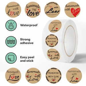 500pcs roll of kraft homemade with love stickers for gift packaging and seal