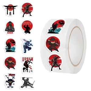 Rollo de Pegatinas de Ninja de Dibujos Animados Papel Washi Etiquetas Decorativas Para Scrapbooking DIY Sellado de Sobres Papelería Estilo Ninja Urbano