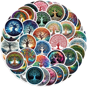 Pack of 50 waterproof Tree of Life vinyl stickers for laptop and DIY guitar decoration
