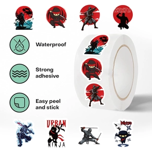 Rollo de 500 pegatinas ninja impermeables para álbumes de recortes y sobres