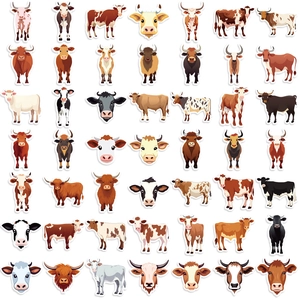 50 pieces of waterproof cartoon cow graffiti stickers for laptops and guitars
