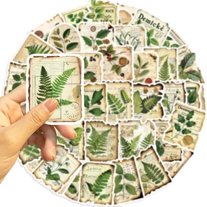 50 pieces of vintage botanical plant scrapbooking stickers for journals and laptops