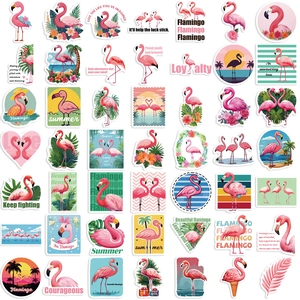 50 pieces of waterproof cartoon flamingo stickers for laptops, guitars and luggage sets