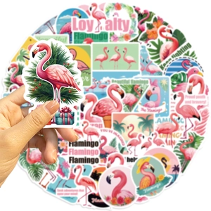 Set of 50 waterproof cartoon flamingo stickers for decorating laptops and guitars