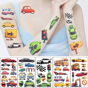 Tatouages temporaires étanches pour enfants avec voitures et avions colorés