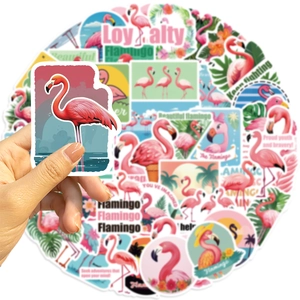 Set of 50 waterproof flamingo graffiti stickers for laptop guitar and luggage decoration