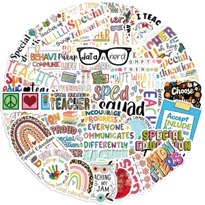 50pcs waterproof Special Education vinyl stickers for laptop and guitar decoration