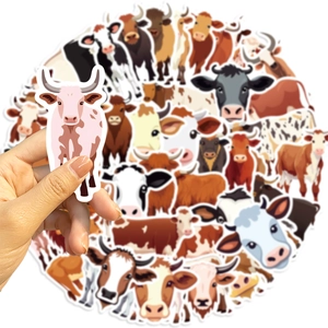 50pcs waterproof cartoon cow vinyl stickers for DIY laptops luggage and guitars decor